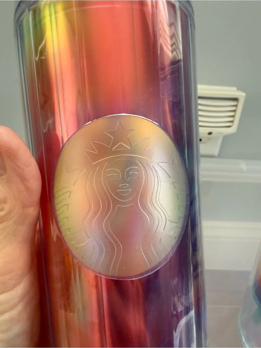 Set of Two Starbucks Iridescent Rainbow and Multicolor Cups